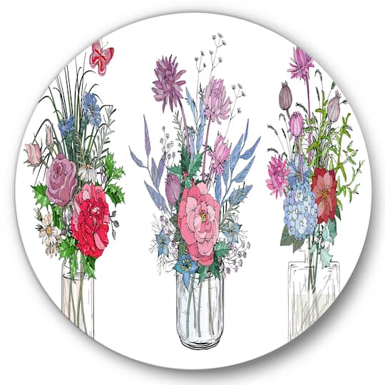Designart - Bouquets of Wildflowers In Transparent Vases I